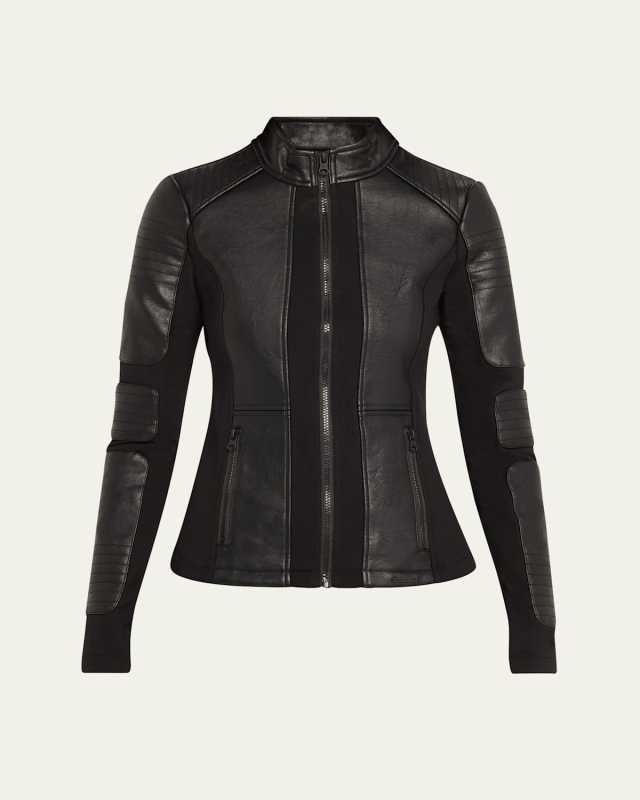 Zip-Front Faux Leather Moto Jacket
